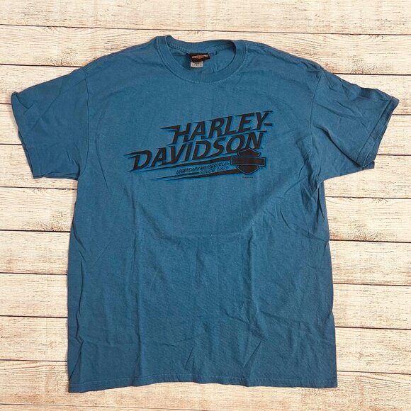 Vintage Harley Davidson Rockstar Fort Myers FL T-Shirt Size Large Blue Surfboard - Picture 1 of 11